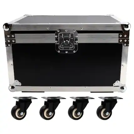 Front. Topteng - Aluminum Flight Case With Wheels for Moving Head Stage Light - Heavy-Duty Hard Transport Case with Shockproof Foam.