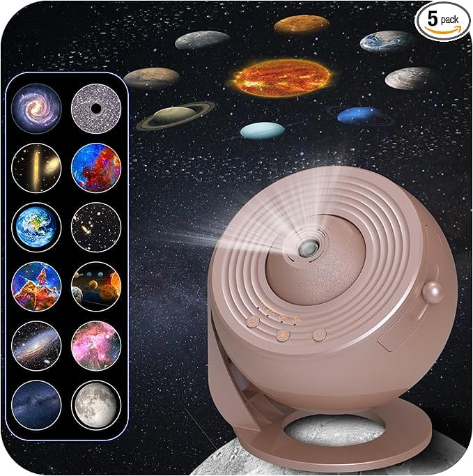 FLYBIRD - Flylily HD Image Star Galaxy Projector for Bedroom 13 Film Discs Planetarium Projector 360° Rotating - Rose Gold