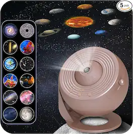 FLYBIRD - Flylily HD Image Star Galaxy Projector for Bedroom 13 Film Discs Planetarium Projector 360° Rotating - Rose Gold