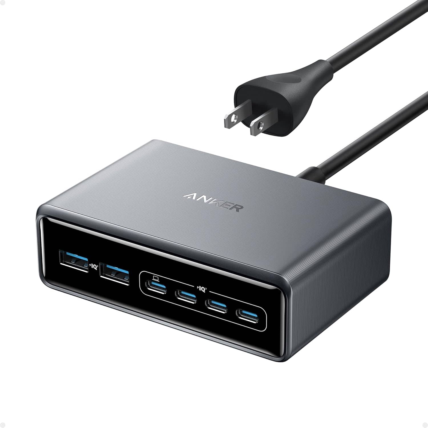 Anker - Prime Charging Station, 200W 6-Port GaN Desktop Charger - Silver