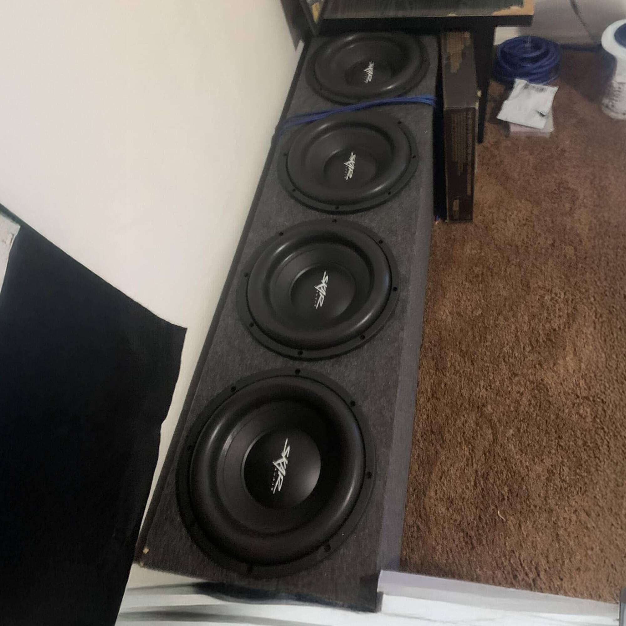 Alt View 2. QPower - Q Power Quad 12 Inch 4-Hole Sealed Subwoofer Box, Heavy Duty MDF Enclosure - CHARCOAL GREY.