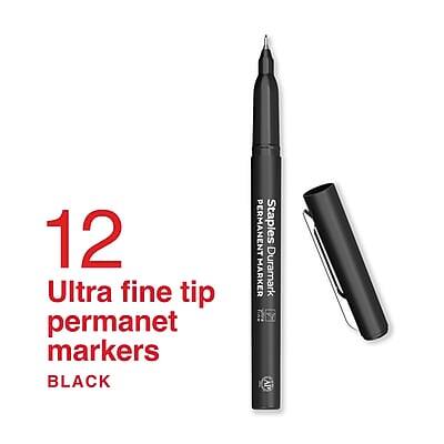12 Ultra fine tip permanent markers  
BLACK  
Staples Duramark