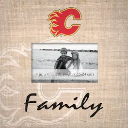 Fan Creations - Calgary Flames 10'' x 10'' Burlap Pattern Frame - Multicolor