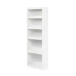 FurniFact - 5-Tier Shelf Bookcase with Sturdy Engineered Wood Construction - White