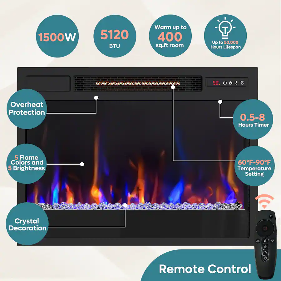 Fire Screen Gaming Bestier 70 inch Gaming TV Stand Fireplace Entertainment Center with RGB ...