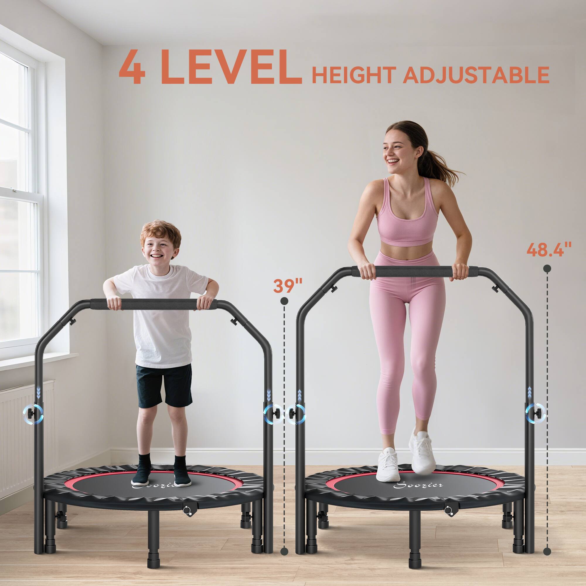 4 LEVEL HEIGHT ADJUSTABLE

48.4"
39"