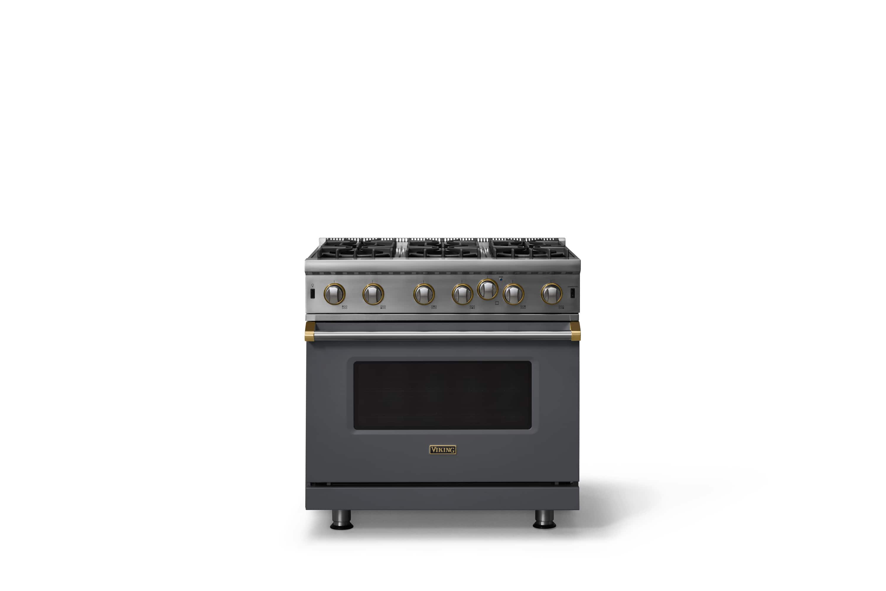 Viking - Professional 5 Series 5.1 Cu. Ft. Freestanding Open Burner Gas Convection Range - Cast Black w. Brushed Brass Trim - Cast Black price history on PriceWatchPro