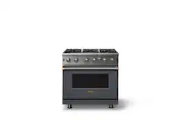 Viking - Professional 5 Series 5.1 Cu. Ft. Freestanding Open Burner Gas Convection Range - Cast Black w. Brushed Brass Trim - Cast Black