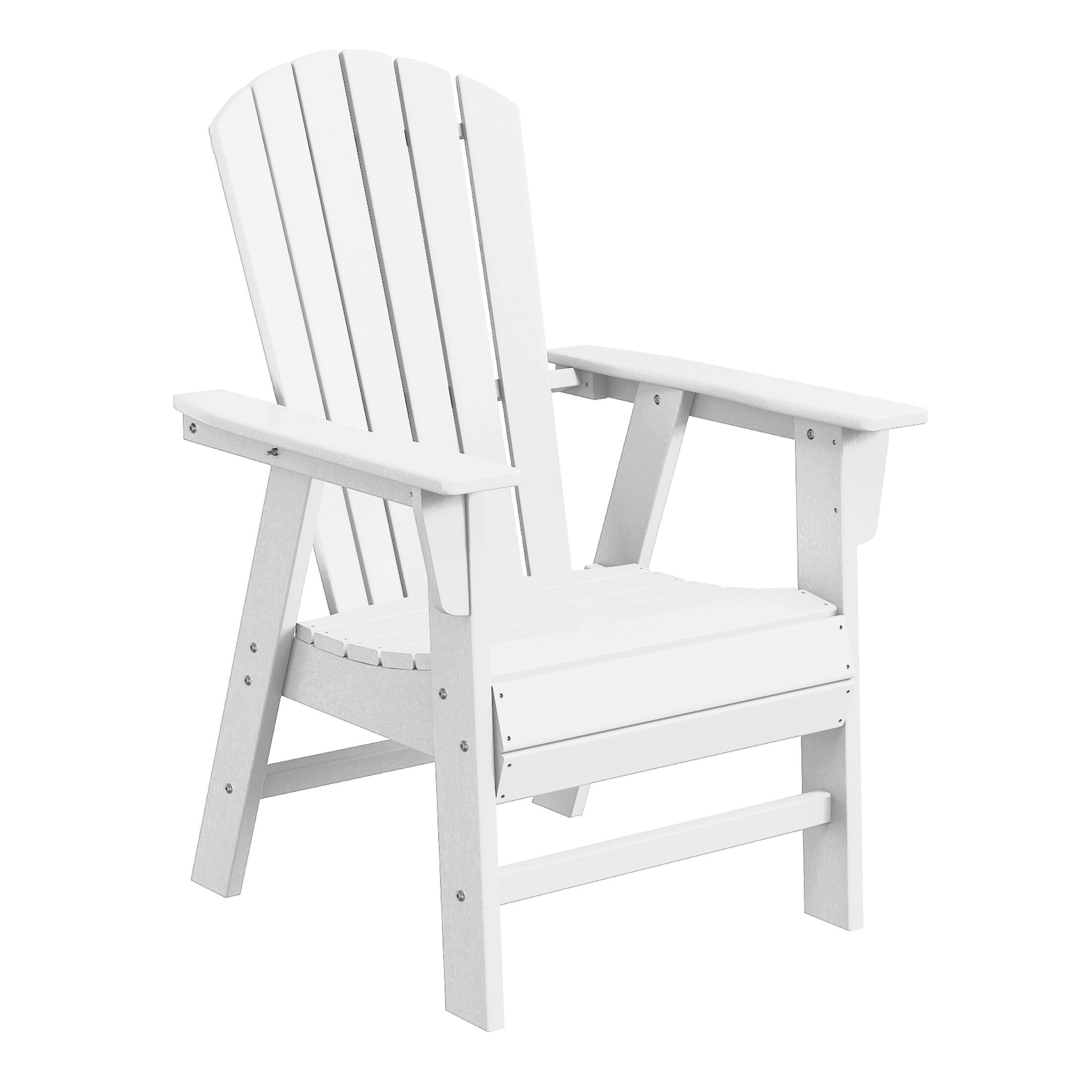 Left. WestinTrends - WestinTrends Dylan  HDPE Seashell Upright Adirondack Chair (Set of 2) - White.
