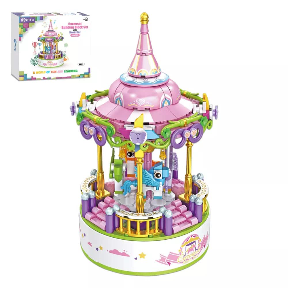 Contixo - Carousel Music Box & Building Block Set