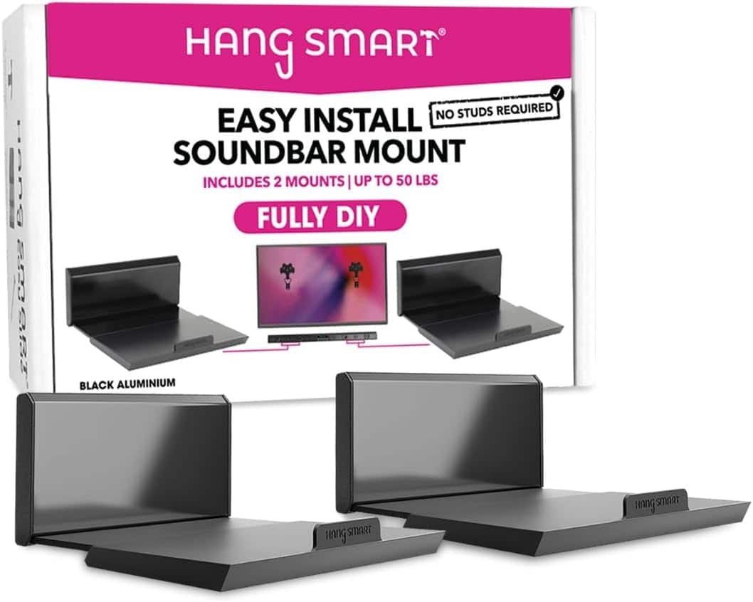 Schertz - No-Drill Soundbar Wall Mount, Adjustable Fit, Holds up to 50 lbs - Black