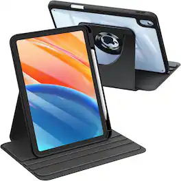 Fintie - Rotating Case for iPad (A16) 11-inch 2025 and iPad 10th Gen 10.9 inch 2022, 360° Swivel Stand, Clear Hard PC Back Cover - Black
