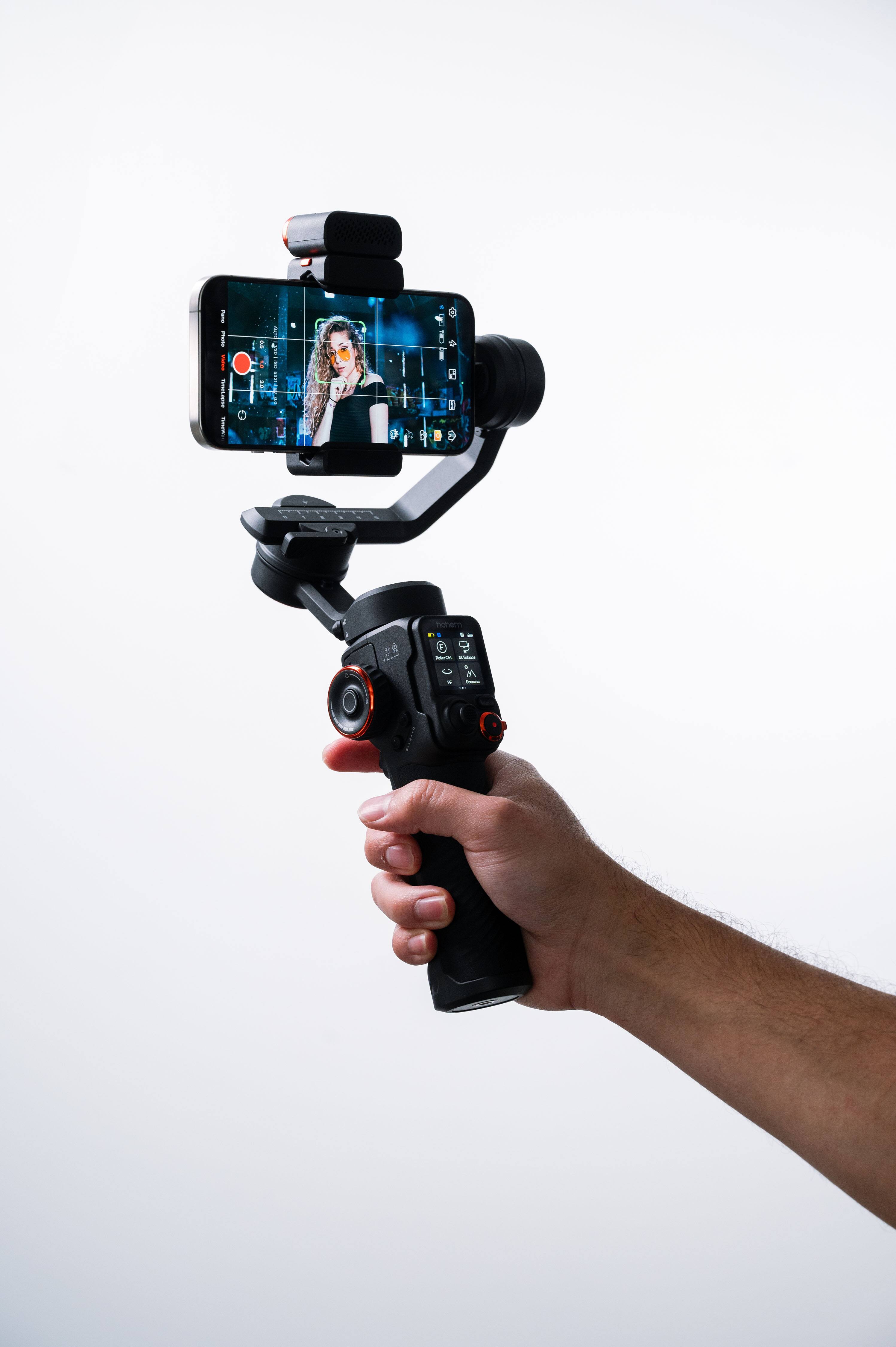 Alt View 12. Hohem - iSteady M7 3-Axis Gimbal Stabilizer for Smartphone w/ AI Tracking, Remote Control, Extendable Pole, & Magnetic RGB Light - Black.