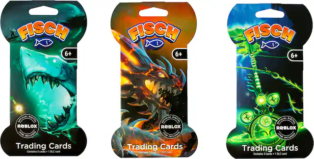 FISCH 6+ FISCH 6+ FISCH 6+ OFFICIAL DIGITAL ROBLOX ITEM INCLUDED Trading Cards Contains 5 cards + 1 DLC card OFFICIAL DIGITAL ROBLOX ITEM INCLUDED Trading Cards Contains 5 cards + 1 DLC card OFFICIAL DIGITAL ROBLOX ITEM INCLUDED Trading Cards Contains 5 cards + 1 DLC card