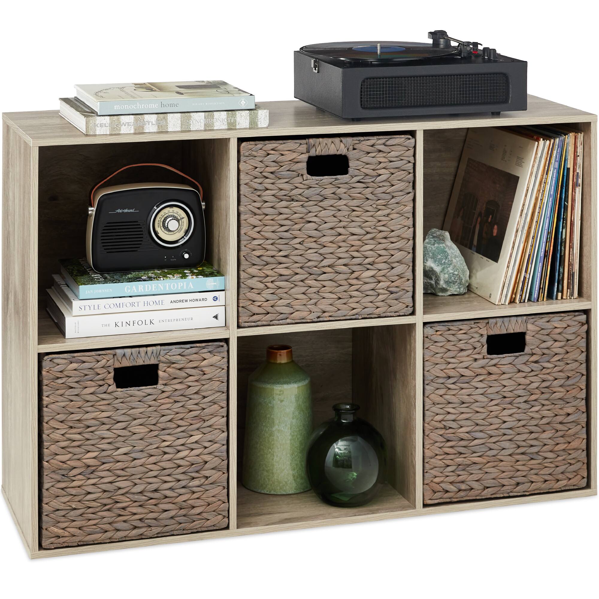 Best Choice Products - 6-Cube Bookshelf, 13.5in Display Storage System, Organizer w/ Removable Back Panels - Greige