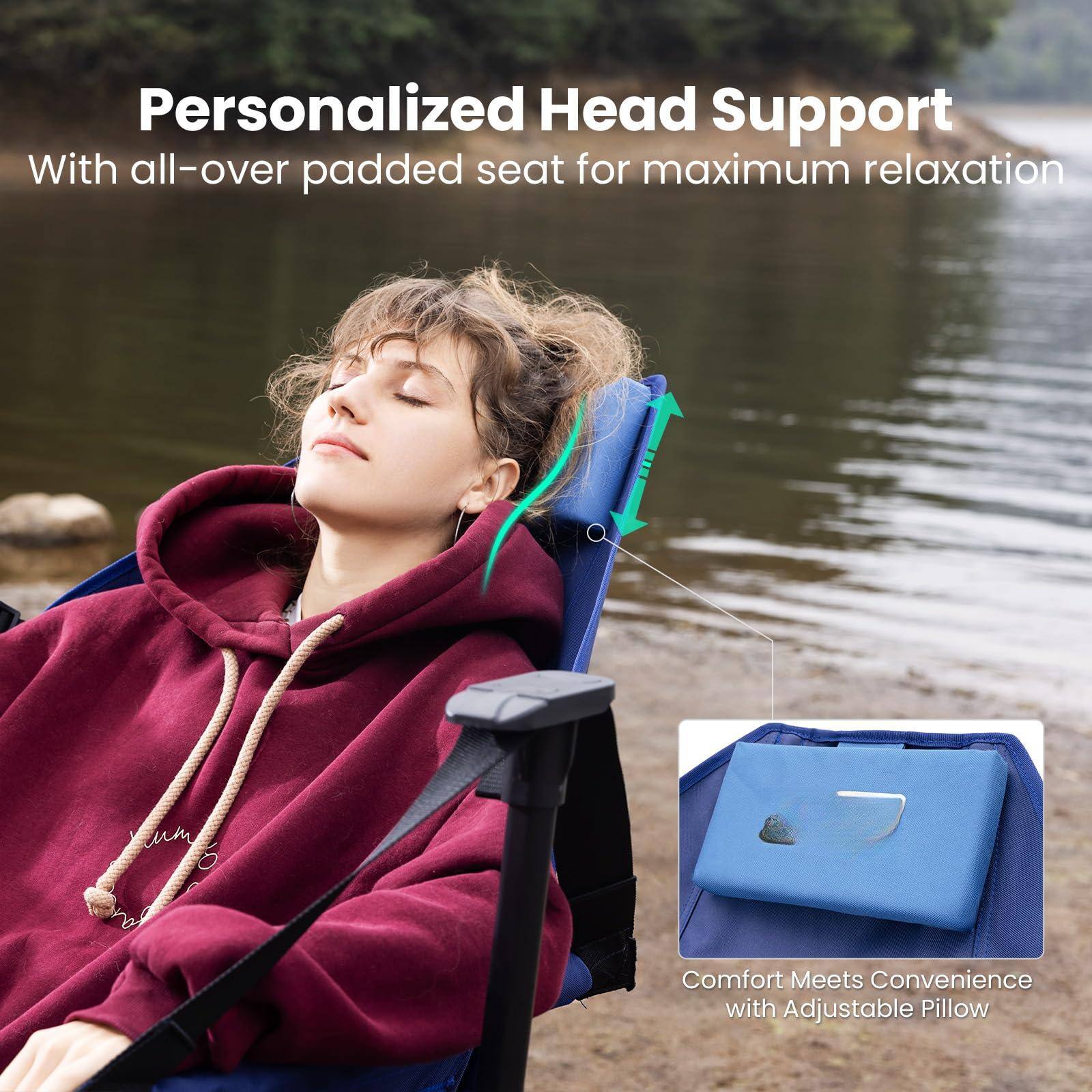 Personalized Head Support  
With all-over padded seat for maximum relaxation  

Comfort Meets Convenience with Adjustable Pillow