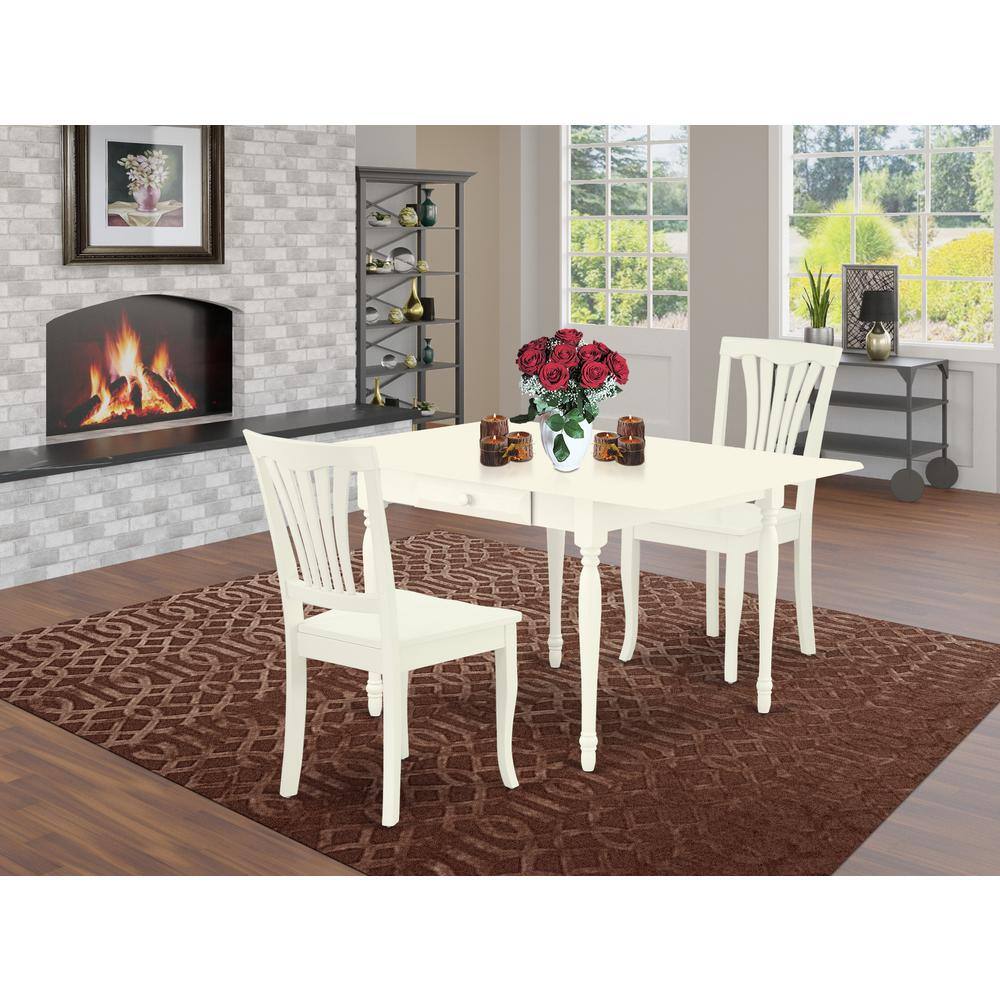 Angle. East West Furniture - Dining Room Set Linen White - Brown.