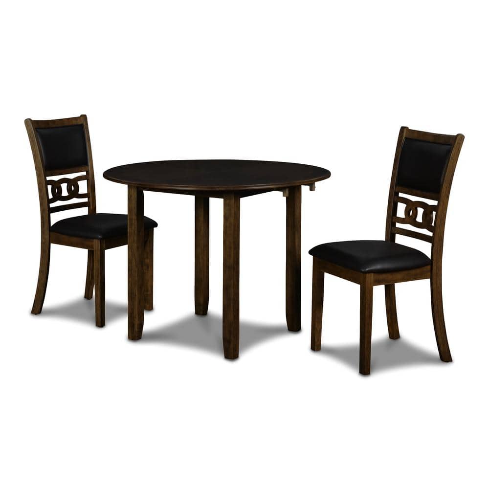 New Classic Furniture - Furniture Gia Solid Wood Dining Drop Leaf Table 2 Chairs - Brown
