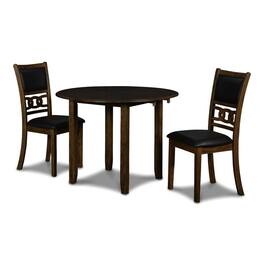 New Classic Furniture - Furniture Gia Solid Wood Dining Drop Leaf Table 2 Chairs - Brown