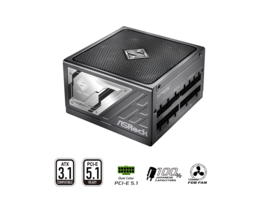 ASRock - Steel Legend SL-1000P 1000W 80 PLUS GOLD & Cybenetics PLATINUM Full Modular, ATX3.1/PCIe5.1, Dual Color 12V-2x6