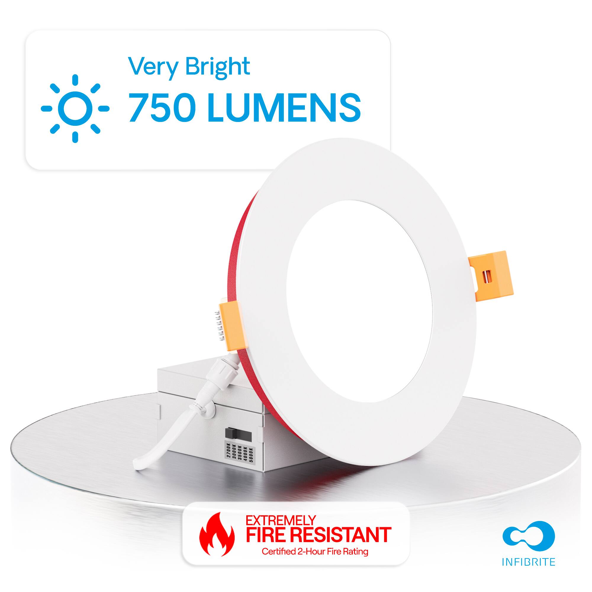 Very Bright  
750 LUMENS  

EXTREMELY FIRE RESISTANT  
Certified 2-Hour Fire Rating  

INFIBRITE