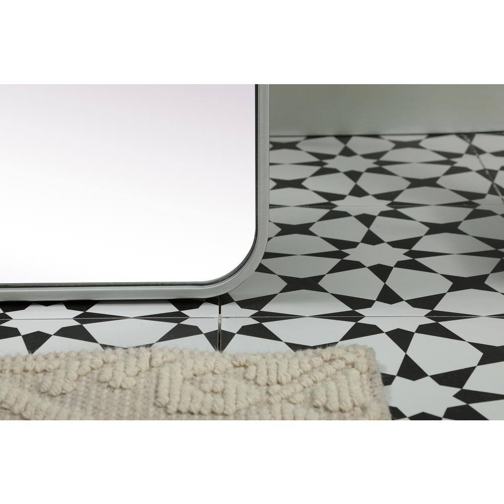 Alt View 4. Elegant Decor - Soft Corner Metal Rectangle Full Length Mirror 32x72 Inch in Silver - Silver.