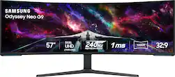 Samsung - 57" Odyssey Neo G9 Dual 4K UHD Quantum Mini-LED 240Hz 1ms HDR 1000 Curved Gaming Monitor (HDMI 2.1, DP 2.1, USB 3.0) - Black - Front_Zoom