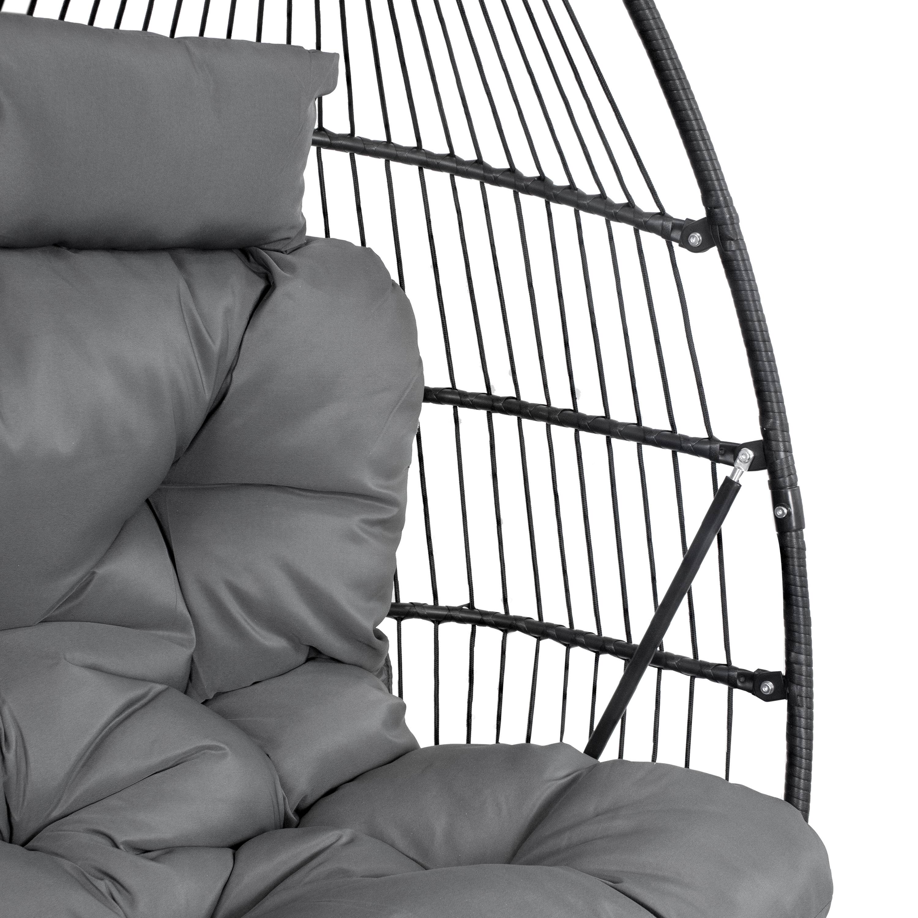 Alt View 10. Sunnydaze - Polyrattan Andrei Double Egg Chair with Cushion - Dark Gray.