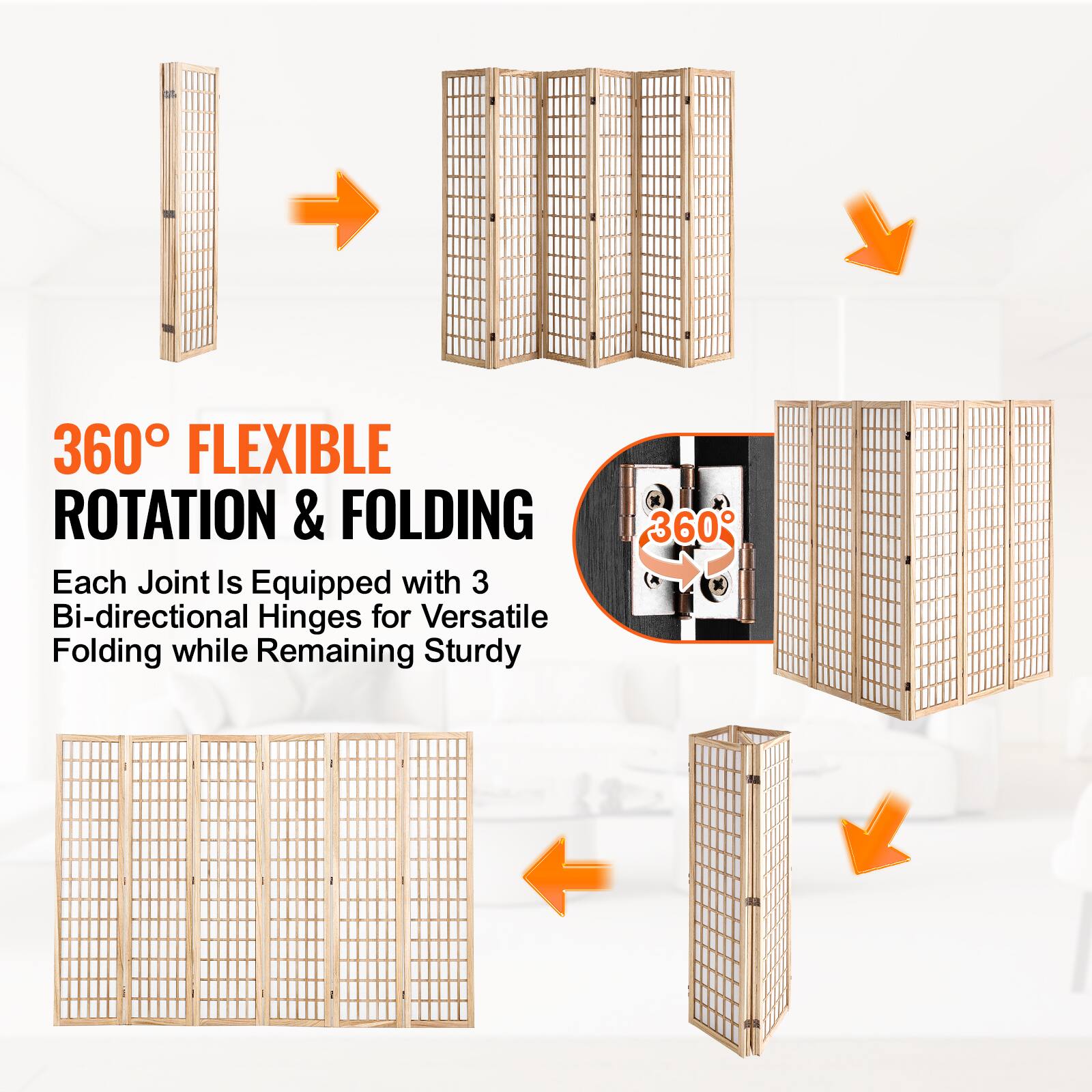 360° FLEXIBLE ROTATION & FOLDING

Each Joint Is Equipped with 3 Bi-directional Hinges for Versatile Folding while Remaining Sturdy
