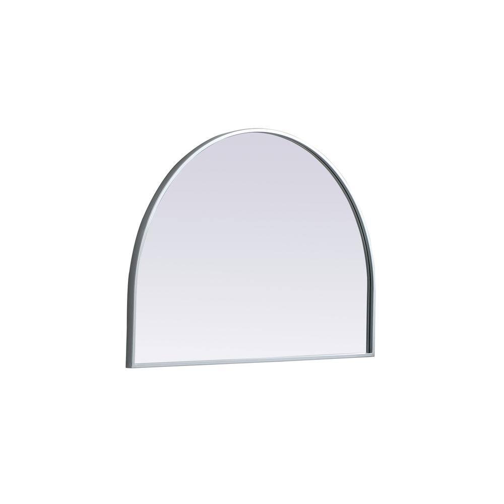 Left. Elegant Decor - Metal Frame Arch Mirror 33x24 Inch in Silver - Silver.
