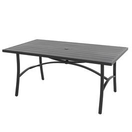 Nuu Garden - Outdoor Dining Table with Aluminum Tabletop and Umbrella Hole - Black