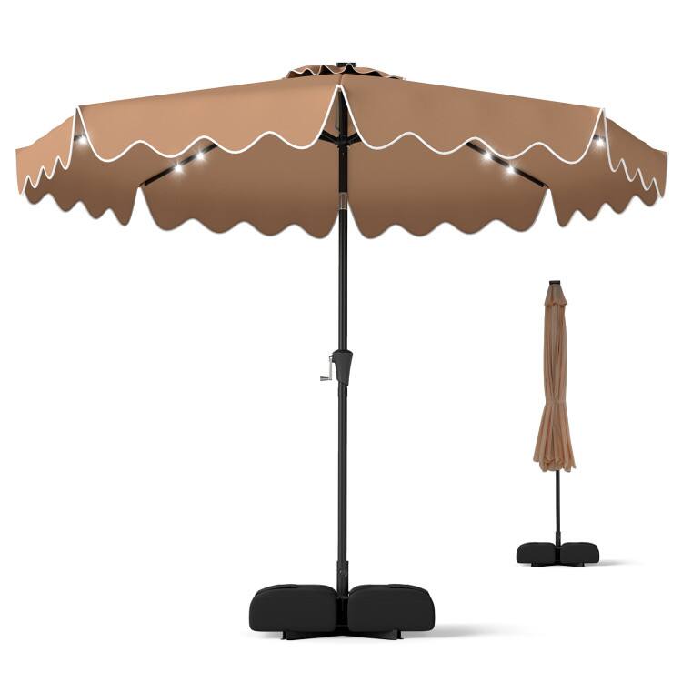 Alt View 2. Mondawe - 10 FT Outdoor Patio Umbrella Solar LED Lights with Weighted Base - Brown.
