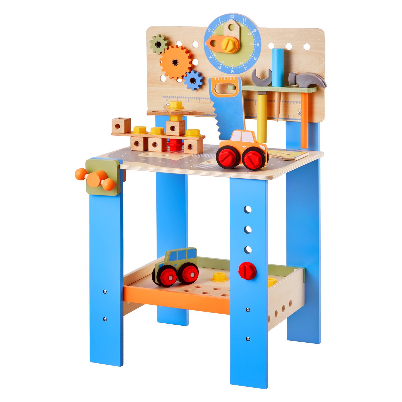 Alt View 5. VEVOR - Kids Workbench, 62 pcs, Wooden Tool Bench for Kids 3 Years and Up, Toddler Toy Workbench with Realistic Tools.
