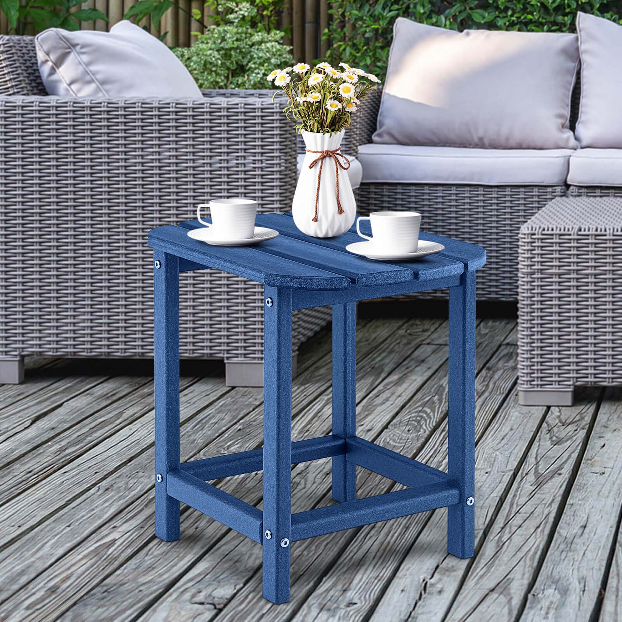 Alt View 1. Costway - 18" Patio Adirondack Side Table Weather Resistant HDPE Garden - Navy.