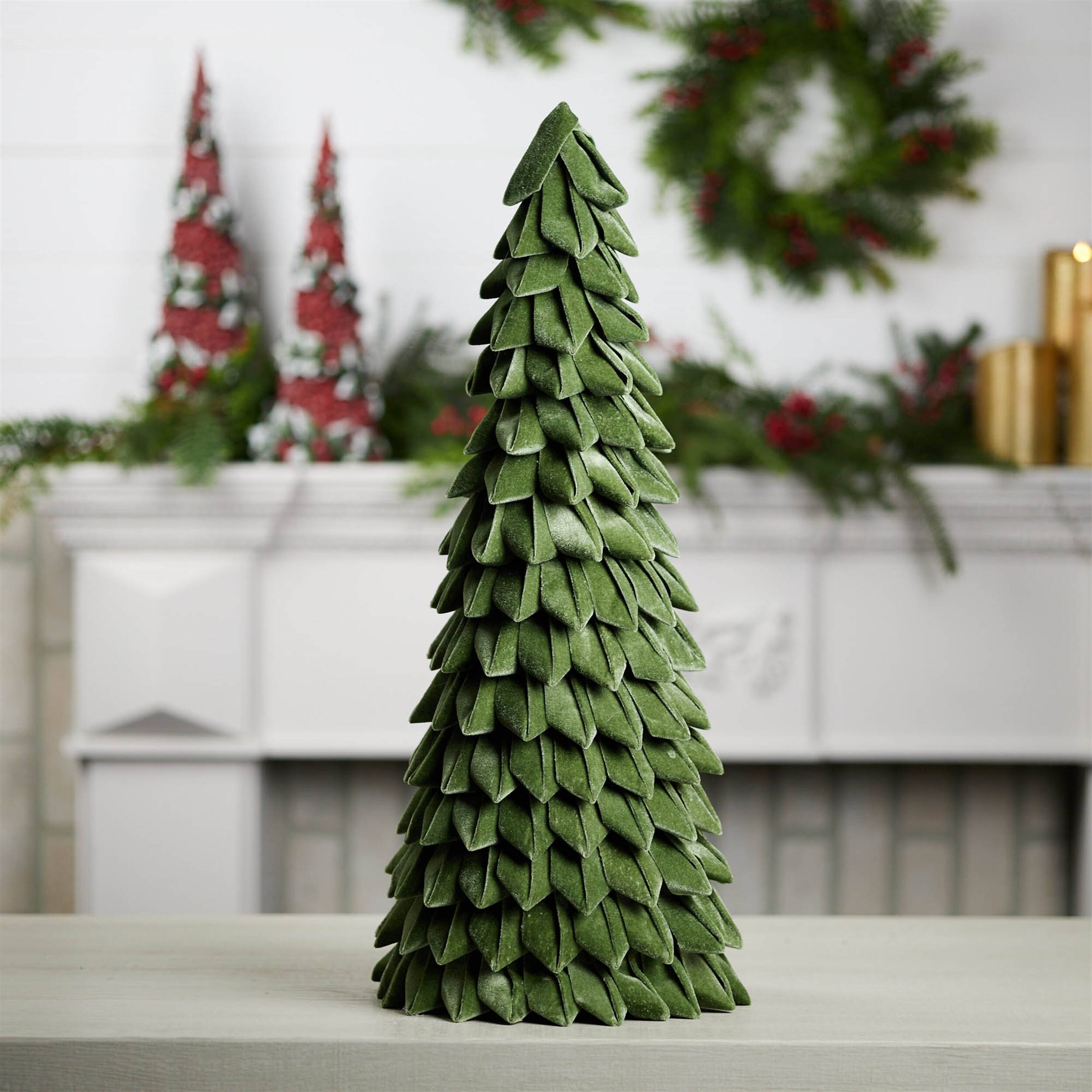 Angle. BreeBe - Fabric Pine Tree 25.5"H - Green.