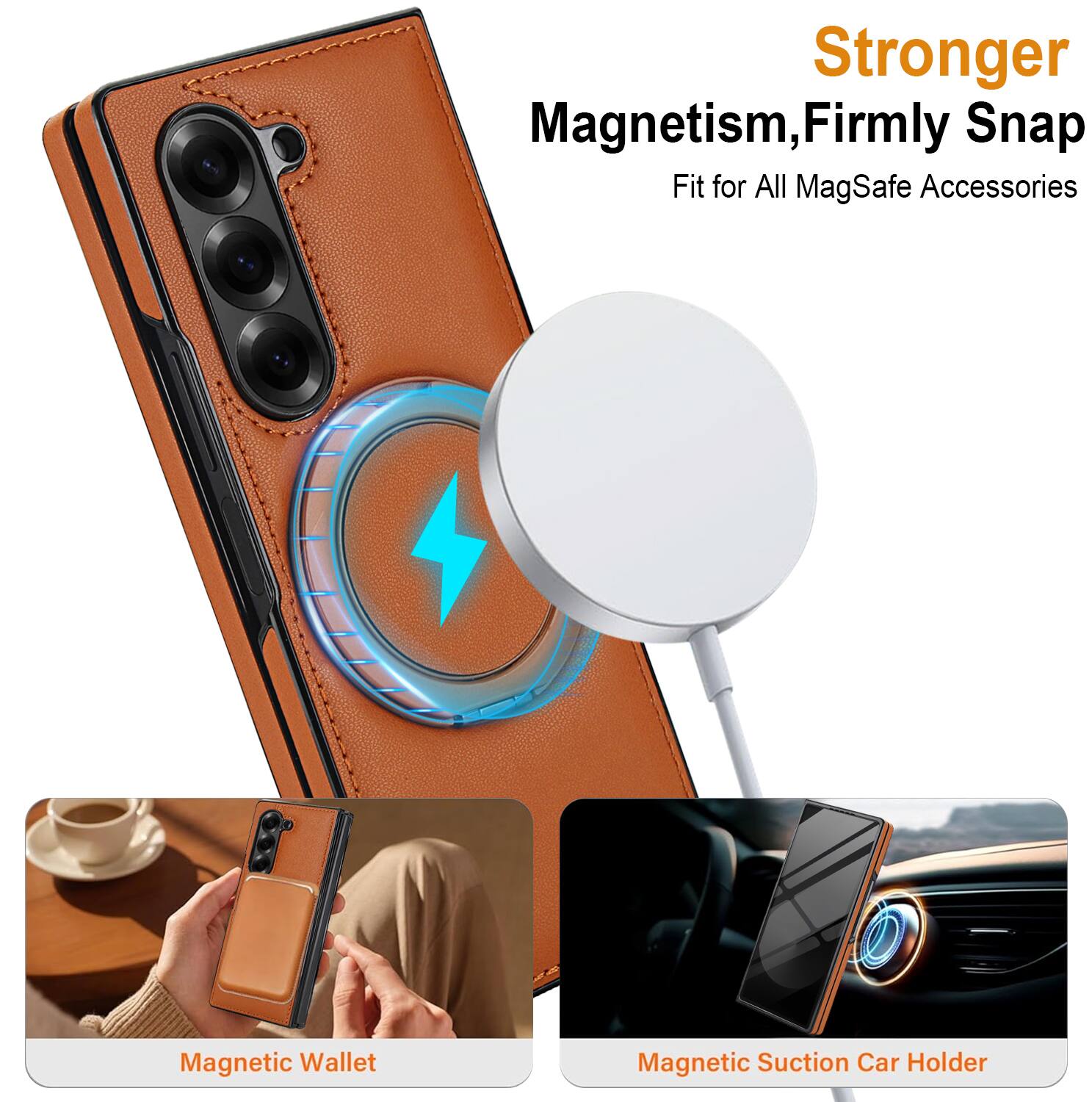 Stronger Magnetism, Firmly Snap Fit for All MagSafe Accessories

- Magnetic Wallet
- Magnetic Suction Car Holder