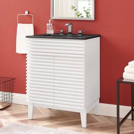Modway - Render Bathroom Vanity with Black Basin Included - White Black