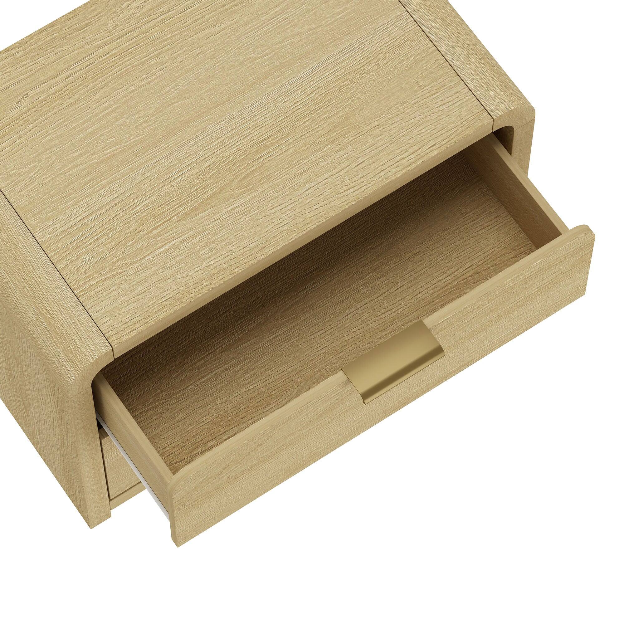 Alt View 1. Manhattan Comfort - Grace Modern 28" Nightstand - Natural Oak and Gold.