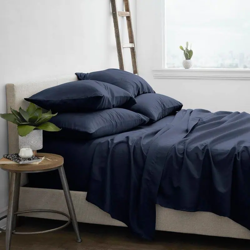 Hivvago - Twin XL 4-Piece Soft Wrinkle Resistant Microfiber/Polyester Sheet Set - Navy Blue