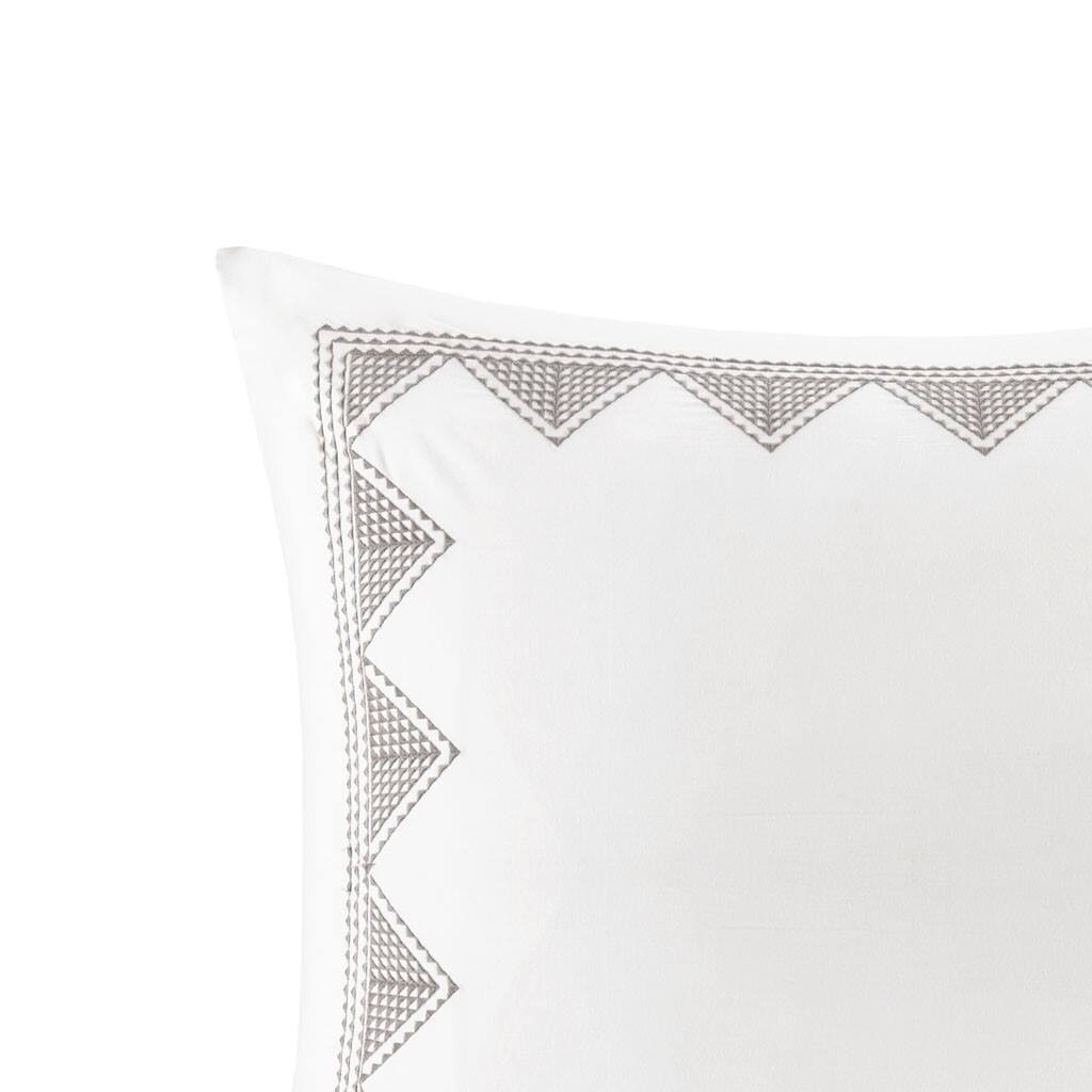 Alt View 2. Gracie Mills - Gracie Mills Leo Geometric Embroidered Cotton Euro Sham - White.