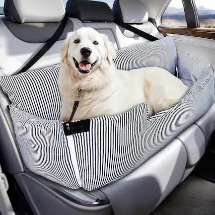 Front. wowmax - Large Dog Car Booster Seat - Elevated Pet Seat w/Safety Belt, Non-Slip Base & Storage Pockets - blue.