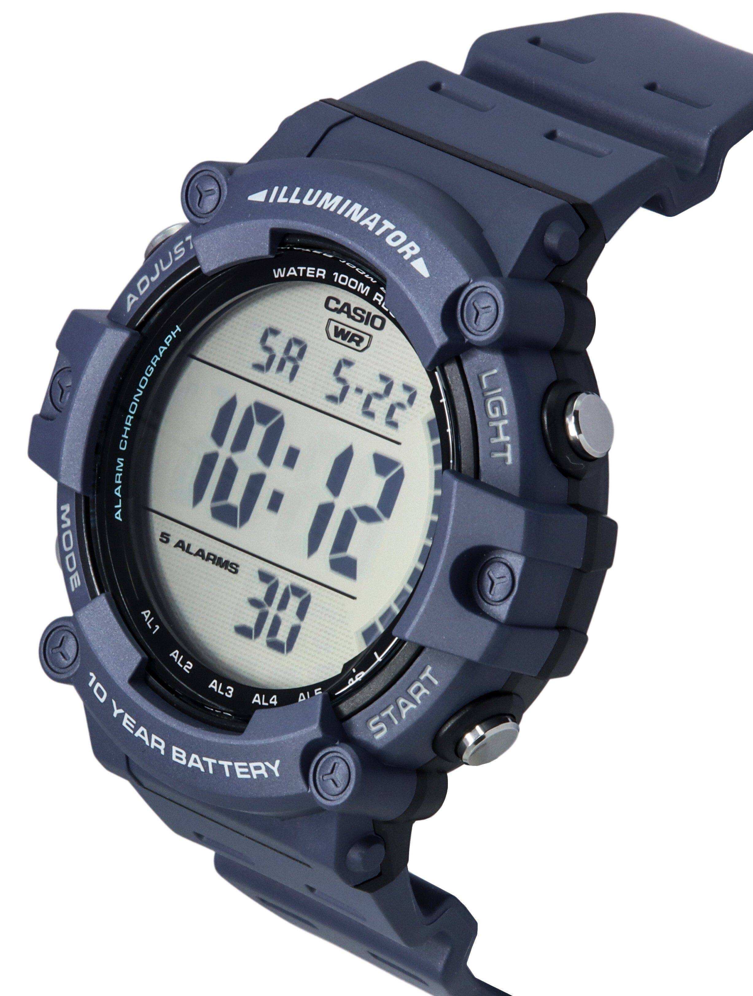 ILLUMINATOR ADJUST WATER 100M RL WR CHRONOGRAPH SA 55-2 LIGHT ALARM 5 MODE ALARMS AL1 AL2 10 AL3 AL4 ALE START YEAR BATTERY