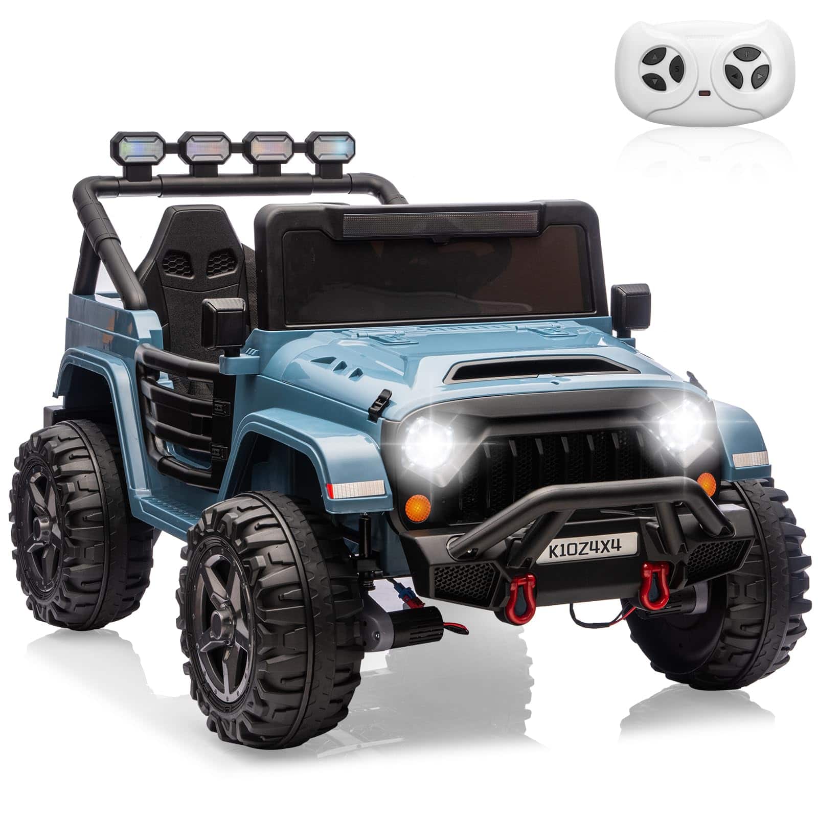 Jojoka - 24V 2-Seater Kids Ride On Jeep, 4WD, Dual Motors Electric Vehicles, Remote Control - Light Blue