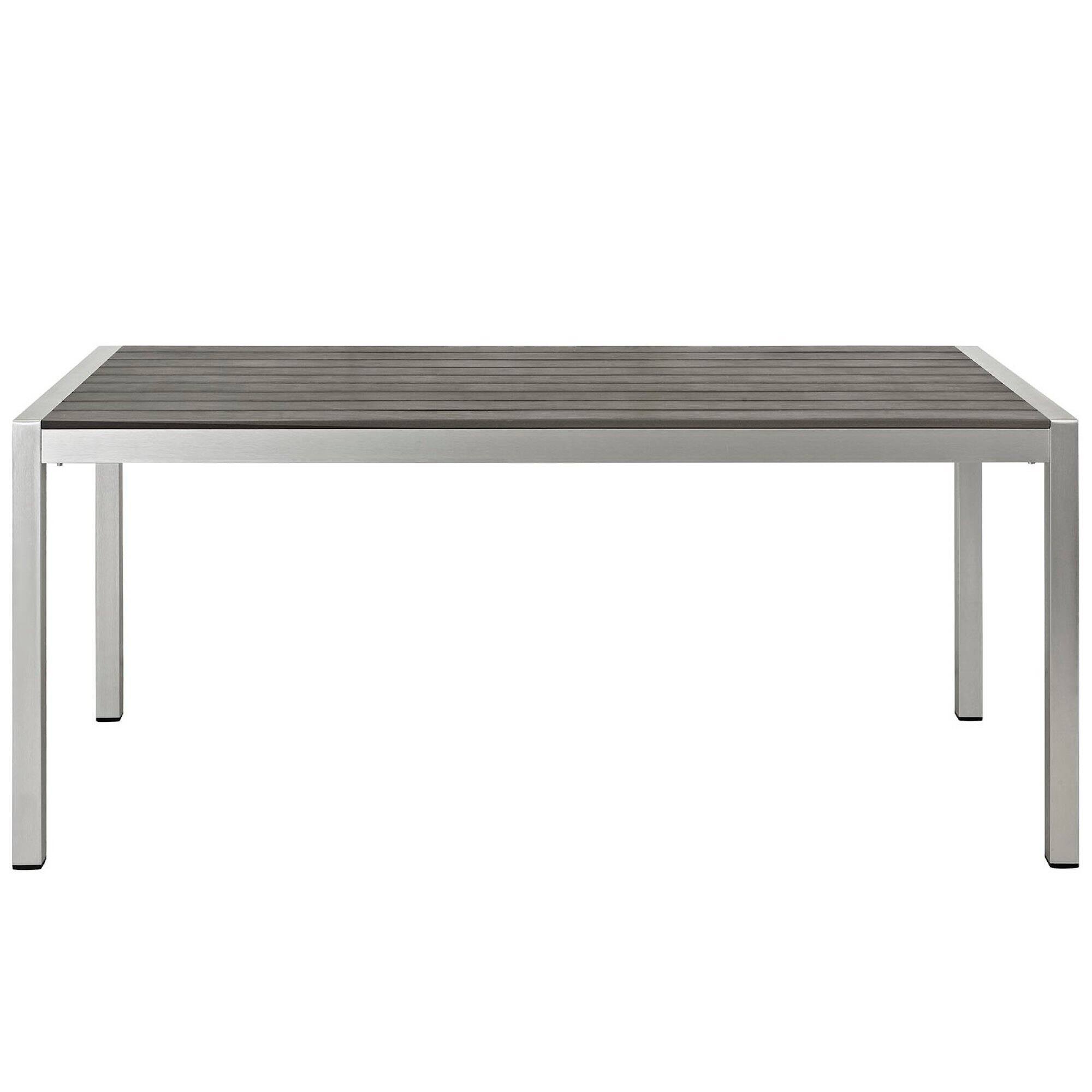 Left. Modway - Shore Outdoor Patio Aluminum Dining Table by Modway - Silver Gray.