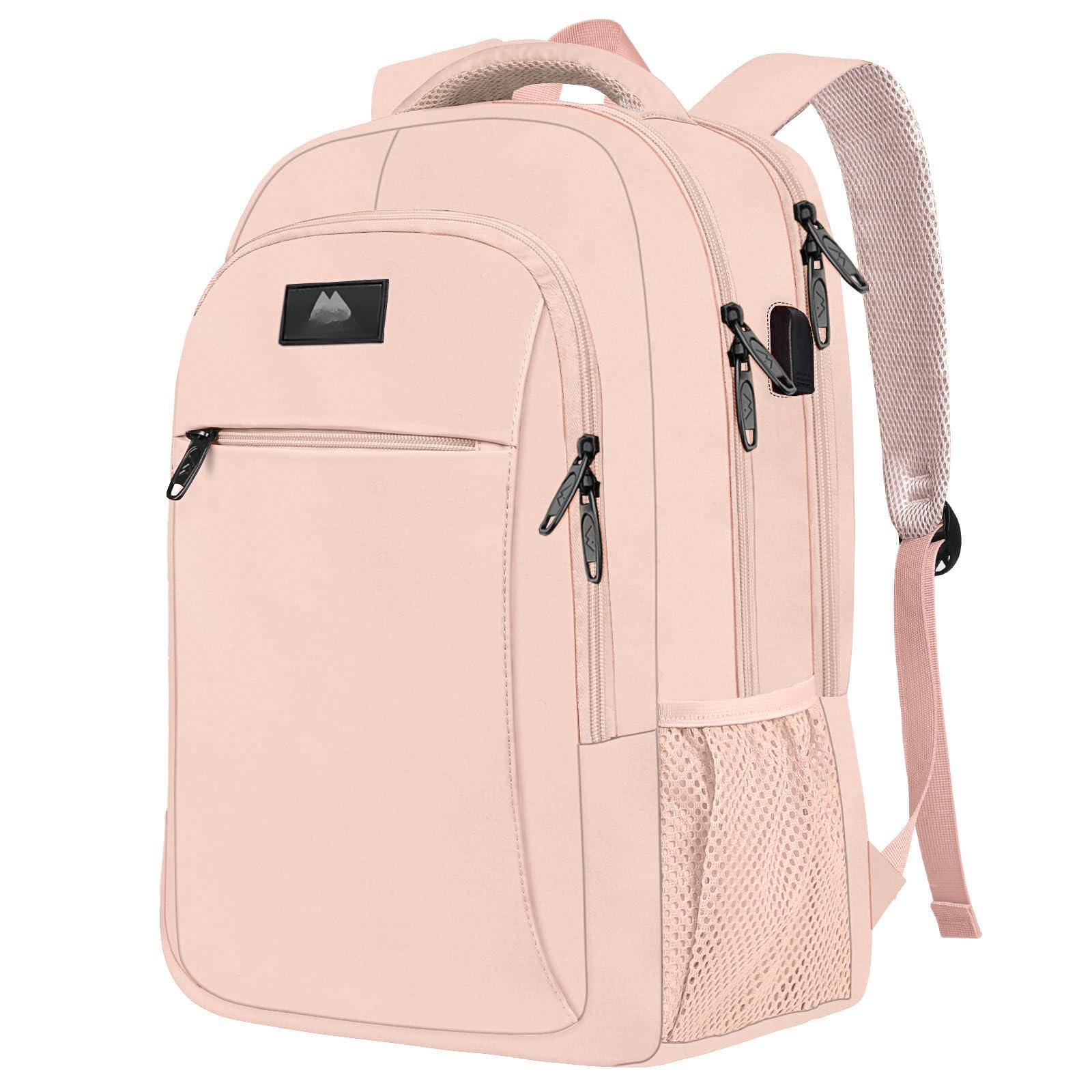 Front. Pacoar Cade - 17 Inch Laptop Backpack   Tsa Large For Travel And Business With Usb Port Water Resistant Big Flight Approved Weekender - Pink-15.6 Inch.