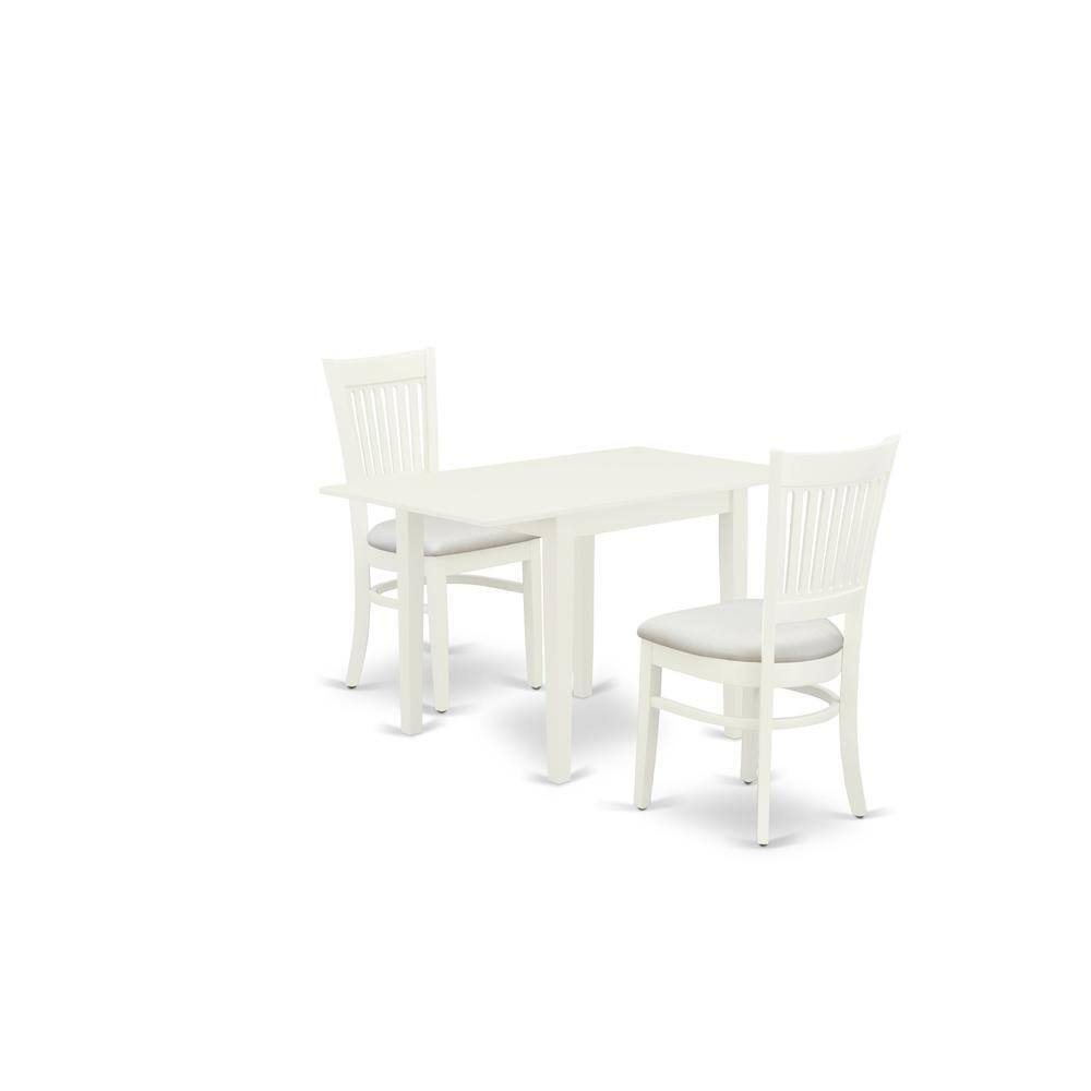 Angle. FurniFact - Wood Drop-Leaf Dining Table & Chairs 3-Piece Set - Linen White.