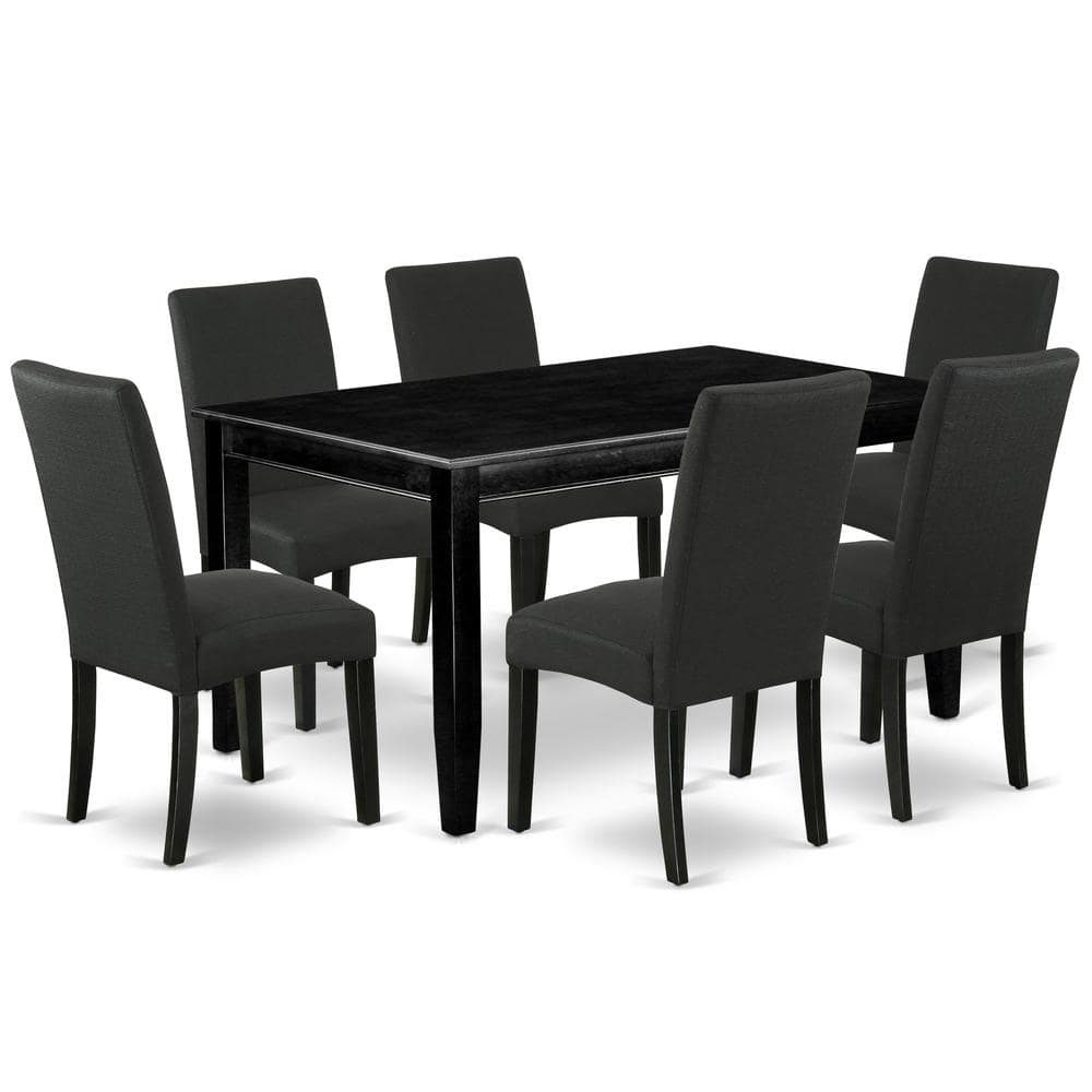 East West Furniture - Dining Room Set Black - Brown