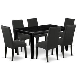 East West Furniture - Dining Room Set Black - Brown