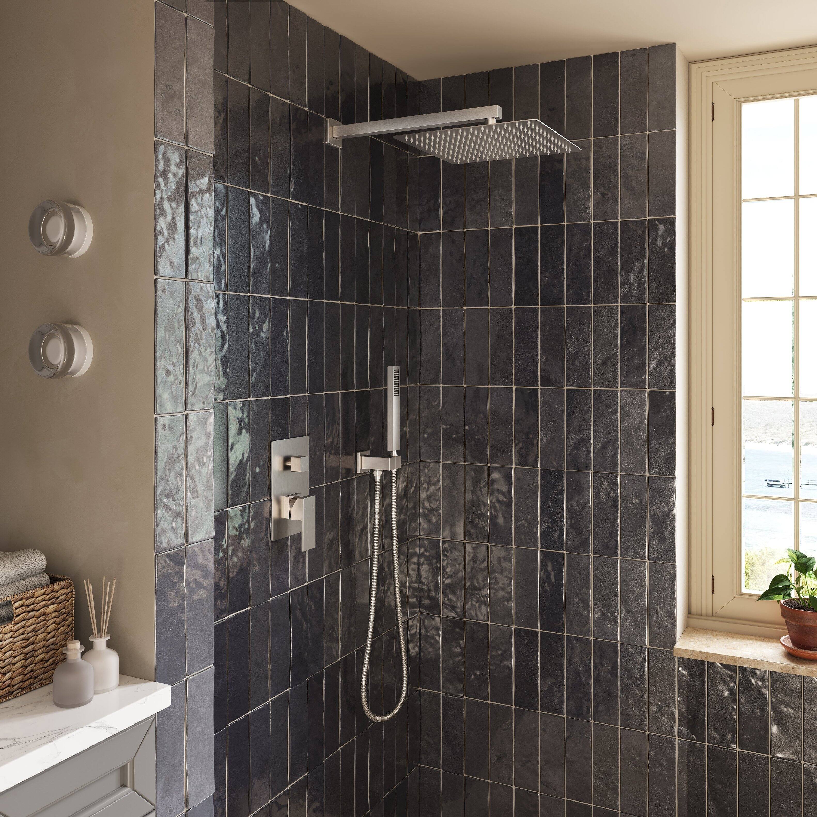 Alt View 2. Boyel Living - 1-Spray Pattern with 2.5 GPM 12 in. Wall Mount Ceiling Mount Fixed Shower Head in Brushed Nickel-C - Brushed Nickel.