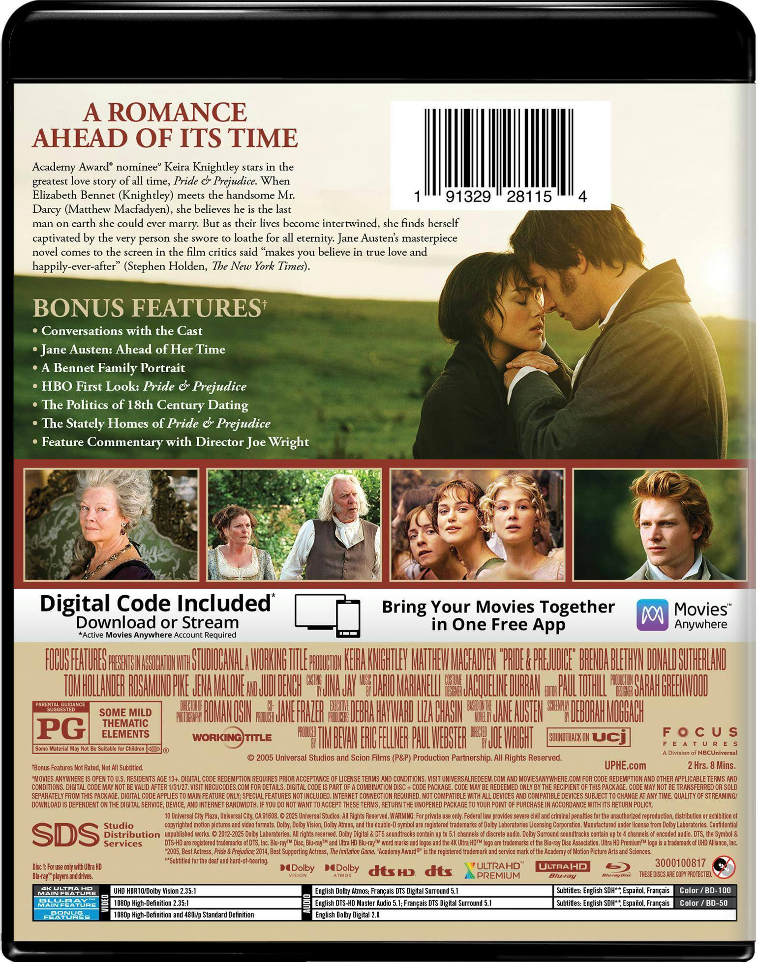 Back. Pride & Prejudice   - 4K Blu-Ray.